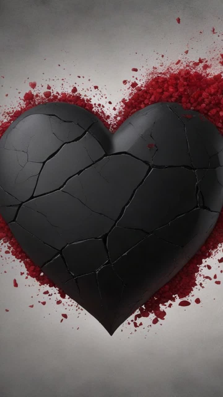 The heart beats with each beat, thick crimson colored liquid is pushed through the cracks after 8 beats it explodes into dust and rubble