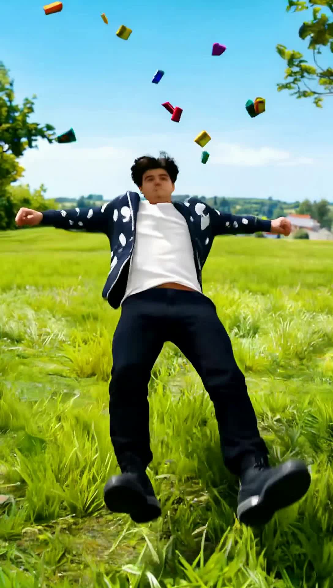 Heres a fun short action script for your idea  like youve been dropped into Fortnite for realTITLE Real Life Fortnite Drop Zone MayhemLENGTH 15 secondsSCENE 1  OPEN FIELD, DAYTIME  CINEMATIC STYLECamera shakes as you land hard in the grass You look around  bright colors, floating loot, the storm brewing in the distanceYOU pantingWhoano way Im actually in FortniteSCENE 2  QUICK CUTS  CHAOTIC ACTIONYou grab a pickaxe from the ground Suddenly, Fortnite characters  Jonesy, Peely, and a random default skin  spot you from behind a treeJONESY shoutingHes not one of us Get himGunfire erupts You sprint, sliding down a hill as explosions go off behind you You dodge a rocket that blows up nearbyYOU laughing and yellingWOOHOO Lets gooo Lets get this over withSCENE 3  FINAL SHOTYou dive behind cover, gulp down a shield potion, blue glow surrounding you You smirk at the cameraYOU grinningGuess Im part of the game nowCue Fortnite victory sound or quick beat dropWould you like me to make a version formatted for filming with camera directions and sound cues like a mini film script, or keep it short and cinematic like this one