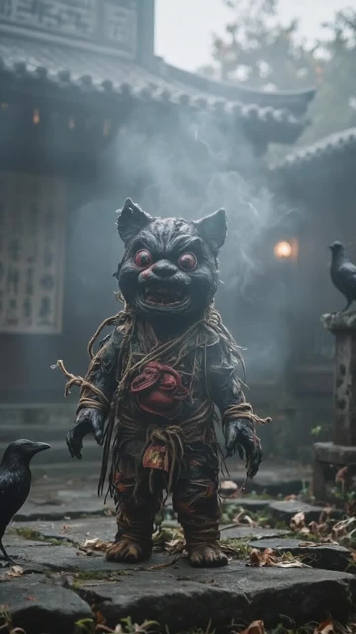 zoom toward the creature, make the creature move its head and body