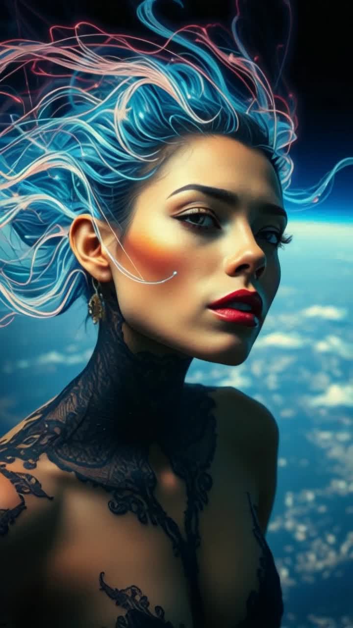 Hovering in midair, she sings and talks and sky walks, above the atmosphere she can still enjoy a DMT EXPLOSION 