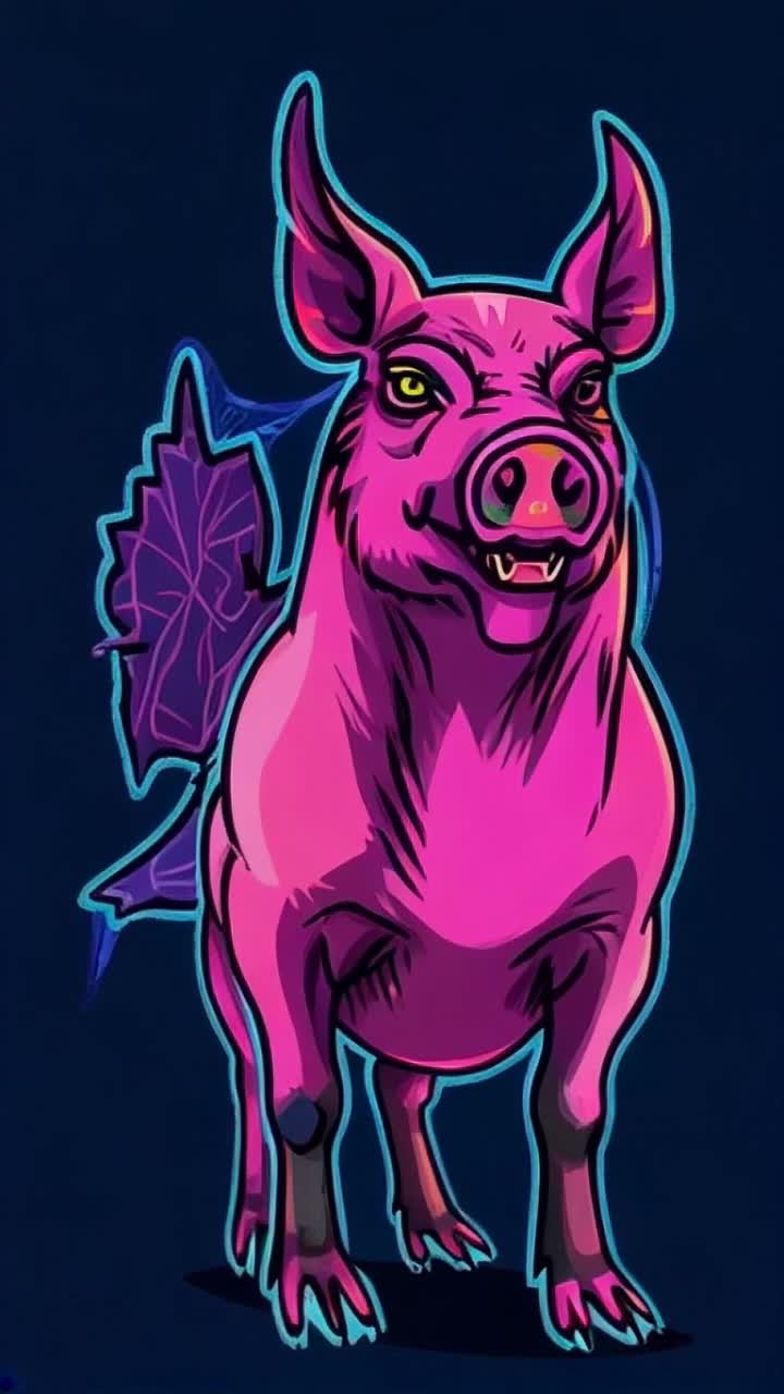 Hybrid Creatures bird, pig, Acidpunk style 