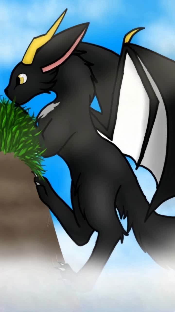 Black Cat Dragon Climbing a Cliff