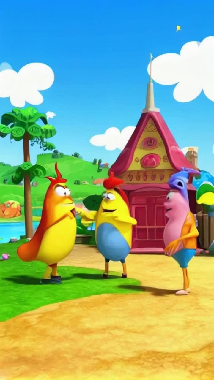 Colorful cartoon characters with exaggerated features dance energetically across the screen brimming with personality and charm They leap and twirl joyfully showcasing vibrant expressions as they interact playfully with each other Whimsical landscapes filled with rolling hills fluffy clouds and sparkling rivers provide a fantastical backdrop that changes with every playful move creating an enchanting atmosphere full of adventure and excitement