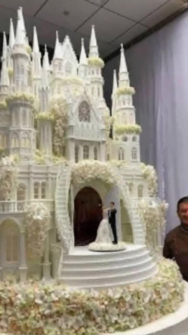 Ultimate wedding cake castle spins with bride and groom but is it soft and tasty