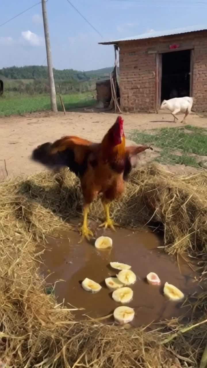 The Banana Chicken flapped its wings frantically in an attempt to cope with the viral TikTok dance, but ended up slipping in a puddle of banana peels Chicken Banana staggered to his feet, and a flurry of confused farm animals ran away in a merry panic The moment Chicken Banana regained his balance, he let out a victorious scream, then tripped over his own feet and fell face first into a haystack, turning the farm into a zone of epic laughter