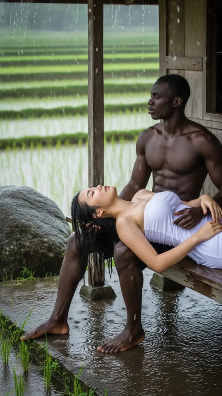 heavy rain, the mans left hand massages repeatedly