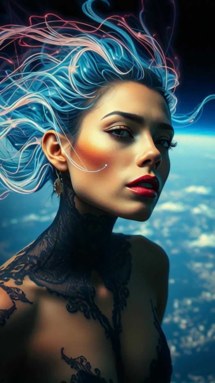 Hovering in midair, she sings and talks and sky walks, above the atmosphere she can still enjoy a DMT EXPLOSION 