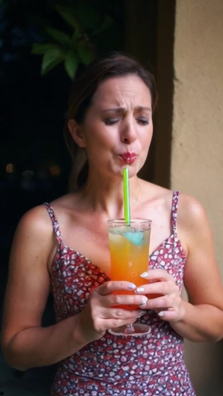 Hot chick with umbrella drink drunk