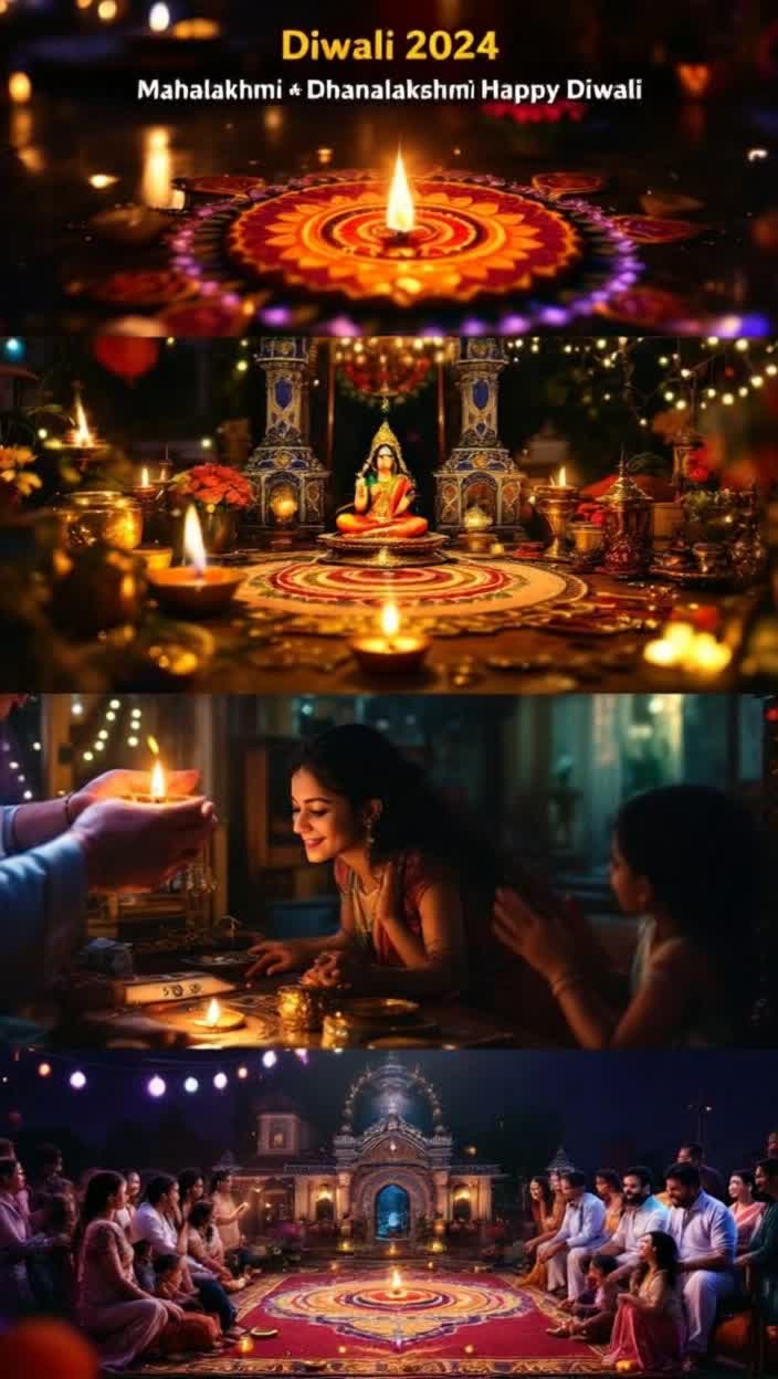 8K HD QUALITY HIGHEST REGULATION HIGH QUALITY HIGHEST QUALITY ANIMATION ANIMATED Heres a script for a Mahalakshmi Dhanalakshmithemed reel based on Diwali You can make it shorter or longer, and add music of your choice such as devotional or festive musicDiwali Mahalakshmi Dhanalakshmi Reel ScriptDuration Approximately 3045 seconds depending on the tempo and transitions of the musicMusic Upbeat, devotional Diwalithemed music Shots  Visuals  Text On Screen Text Overlay  VoiceVoiceover Optional  NotesTips  1 Opening  Closeup shot of a beautiful, glowing lamp or rangoli  None  Calm and devotional tone Welcome to that night  Hold for 23 seconds, then quickly move to the next shot   2 Transition  Some beautiful and rapidly changing shots of home decorations torans, lights, chandeliers  The Festival Arrives  When Every Corner Sparkles  Show 23 shots in quick succession, to the beat of the music  3 Mahalakshmi Invocation  A reverent shot of a puja thali in hand or an idolpicture of Mahalakshmi  Goddess Mahalakshmi  The worship of Goddess Mahalakshmi begins  Use slow motion or keep the focus on Goddess Lakshmi  4 Wealth and Prosperity  A pile of gold coins or symbolic objects, money, a new account book, or fruits and sweets  Wealth, Prosperity, and Opulence  Our Faith, Our Labor, Her Blessings  These shots represent Dhanalakshmi  5 Family and Happiness  A happy shot of family laughing or praying  Happiness and Love   This Diwali, may your home and family be showered with wealth and love  This shot should be heartwarming  6 PrayerResolution  A closeup of someone praying with folded hands or lighting a lamp  Happy Diwali  May your life be filled with auspiciousness and prosperity  Make the text large on the screen for a moment  7 Closing  A beautifully lit shot of the entire house  Diwali2024 Mahalaxmi Dhanlaxmi HappyDiwali  The music builds up and ends  Hold for 35 seconds, depending on the length of the reel Some tips for creating a reel Music Make sure the music is copyrightfree or has permission to use it for the reel Devotional or filmy Diwali music is a good choice  Transitions Use quick and engaging transitions like zooms or slides between shots to keep the Reel moving Lighting Use natural or warm lighting to create a beautiful and divine atmosphere Tags When uploading your Reel, be sure to use hashtags like Diwali2025, MahaLaxmi, DhanLaxmi, Deepawali, FestiveVibes Call to Action Ask viewers how theyre celebrating Diwali in the caption to increase engagement