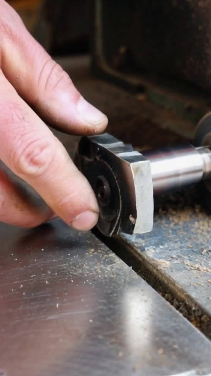 Hazardous grinding machinery is crushed by a hand