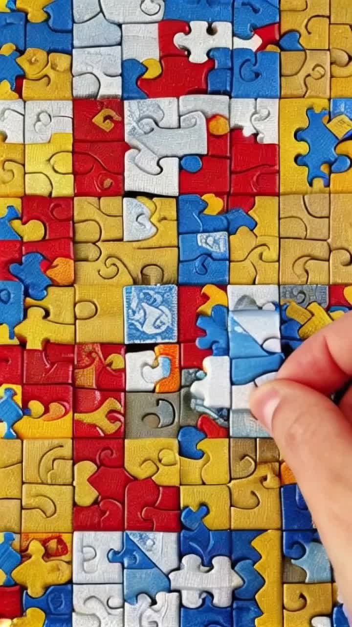a jigsaw puzzle solving itself the art style is Capriccio a jigsaw puzzle solving itself the art style is Capriccio
