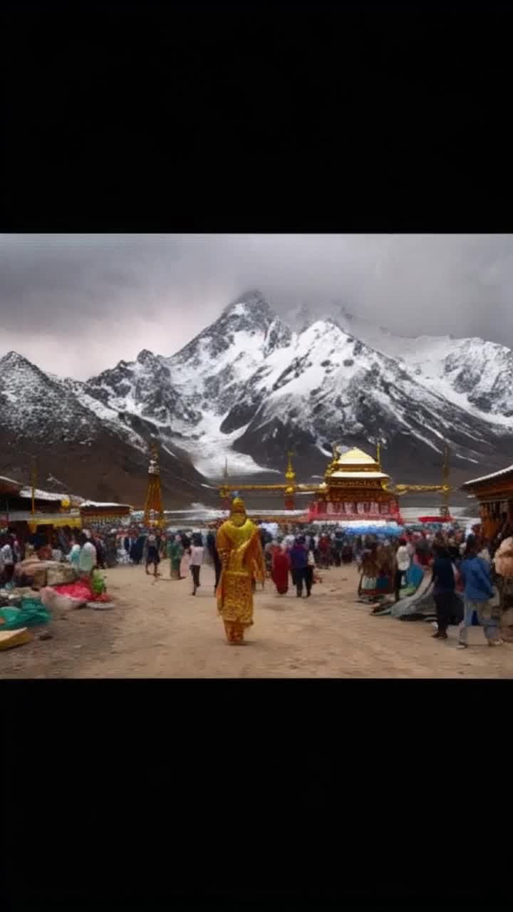 A cinematic and emotional journey of Lord Shiva visiting modern Earth in 2025 Start with a breathtaking aerial shot of Mount Kailash, peaceful snowy peaks, and Lord Shiva meditating with glowing blue aura Dramatic thirdeye glow opens as he hears cries from Earth Cut to polluted rivers like the Ganges, crowded temples full of people taking selfies, and trash all around Contrast ancient sacredness with modern chaosShiva walks barefoot as a common man, through slums, busy Indian cities, and dusty roads People ignore him Emotional background music with light thunder He looks at a starving child sitting outside a temple where sweets are being offered inside A