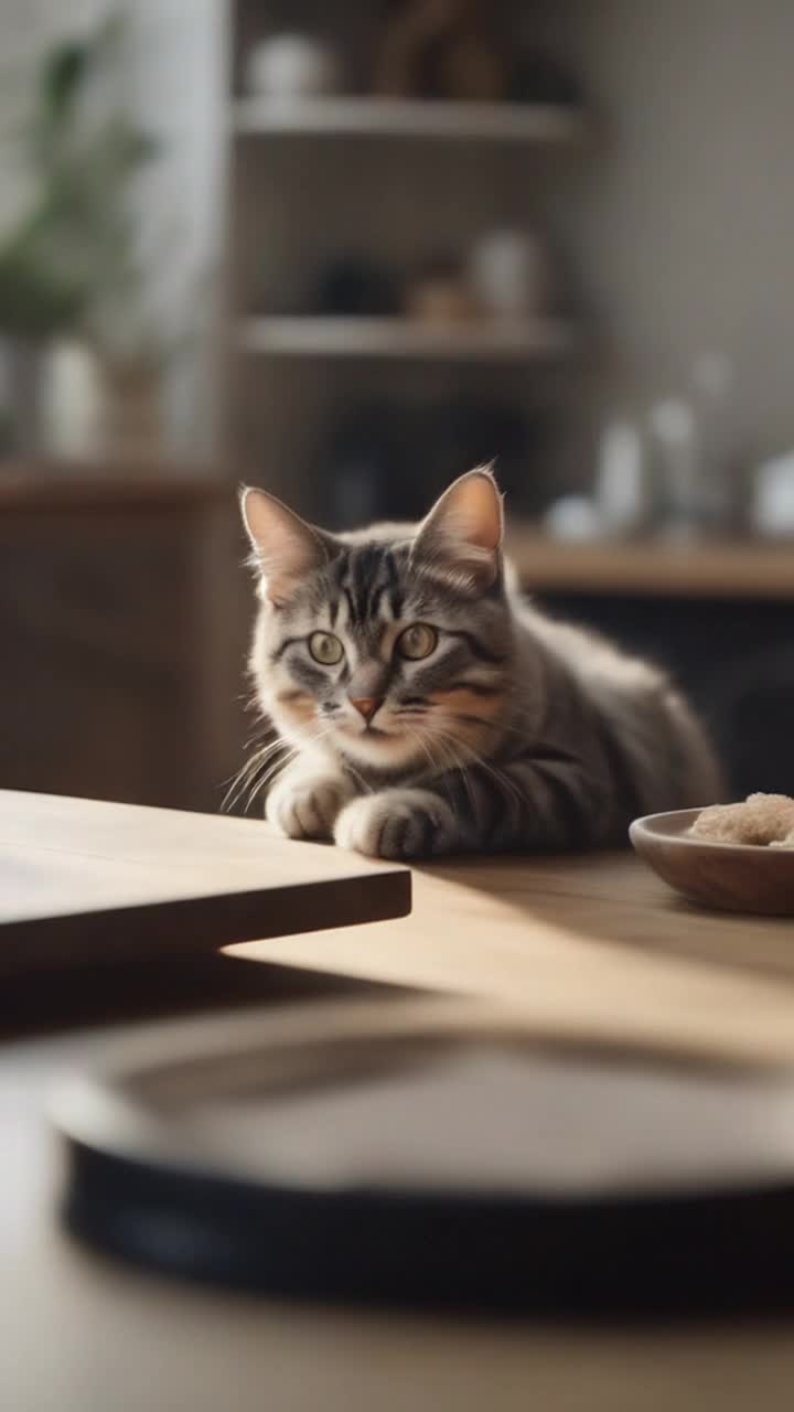 Cat dance on the table