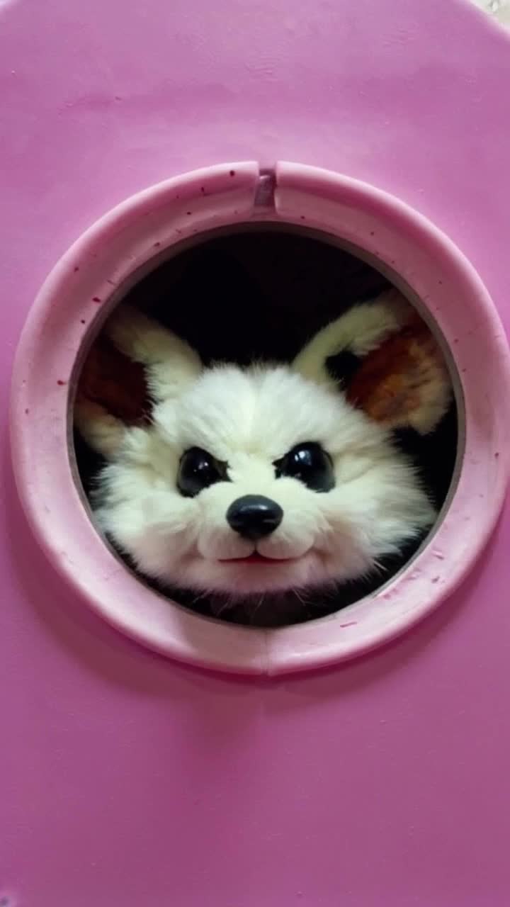 Cool adorable furry aliens peek into a porthole peephole on a portal , adorable, wearing masks, high detail high definition colourful overly cute fluffy anomalous speculative zoology, Despite unusual and unique features the creatures exude charm and warmth, real puppets Jim Henson style, surrealist Salvador Dali style,  fantastical creatures, blend of adorable charm and striking exoticism from imaginative zoology, the creatures delightful and odd characteristics draw more attention to their clandestine activities