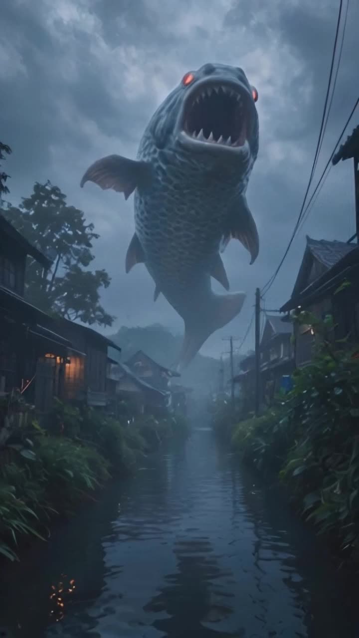 zoom toward the creature, while the creature do some motion
