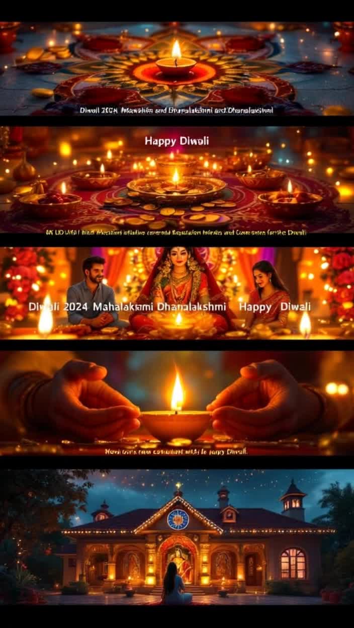 Heres a script for a Mahalakshmi Dhanalakshmithemed reel based on Diwali You can make it shorter or longer, and add music of your choice such as devotional or festive musicDiwali Mahalakshmi Dhanalakshmi Reel ScriptDuration Approximately 3045 seconds depending on the tempo and transitions of the musicMusic Upbeat, devotional Diwalithemed music Shots  Visuals  Text On Screen Text Overlay  VoiceVoiceover Optional  NotesTips  1 Opening  Closeup shot of a beautiful, glowing lamp or rangoli  None  Calm and devotional tone Welcome to that night  Hold for 23 seconds, then quickly move to the next shot   2 Transition  Some beautiful and rapidly changing shots of home decorations torans, lights, chandeliers  The Festival Arrives  When Every Corner Sparkles  Show 23 shots in quick succession, to the beat of the music  3 Mahalakshmi Invocation  A reverent shot of a puja thali in hand or an idolpicture of Mahalakshmi  Goddess Mahalakshmi  The worship of Goddess Mahalakshmi begins  Use slow motion or keep the focus on Goddess Lakshmi  4 Wealth and Prosperity  A pile of gold coins or symbolic objects, money, a new account book, or fruits and sweets  Wealth, Prosperity, and Opulence  Our Faith, Our Labor, Her Blessings  These shots represent Dhanalakshmi  5 Family and Happiness  A happy shot of family laughing or praying  Happiness and Love   This Diwali, may your home and family be showered with wealth and love  This shot should be heartwarming  6 PrayerResolution  A closeup of someone praying with folded hands or lighting a lamp  Happy Diwali  May your life be filled with auspiciousness and prosperity  Make the text large on the screen for a moment  7 Closing  A beautifully lit shot of the entire house  Diwali2024 Mahalaxmi Dhanlaxmi HappyDiwali  The music builds up and ends  Hold for 35 seconds, depending on the length of the reel Some tips for creating a reel Music Make sure the music is copyrightfree or has permission to use it for the reel Devotional or filmy Diwali music is a good choice  Transitions Use quick and engaging transitions like zooms or slides between shots to keep the Reel moving Lighting Use natural or warm lighting to create a beautiful and divine atmosphere Tags When uploading your Reel, be sure to use hashtags like Diwali2025, MahaLaxmi, DhanLaxmi, Deepawali, FestiveVibes Call to Action Ask viewers how theyre celebrating Diwali in the caption to increase engagement 8K FULL HD QUALITY HIGHEST QUALITY ANIMATION ANIMATED HIGH QUALITY HIGHEST QUALITY REGULATION