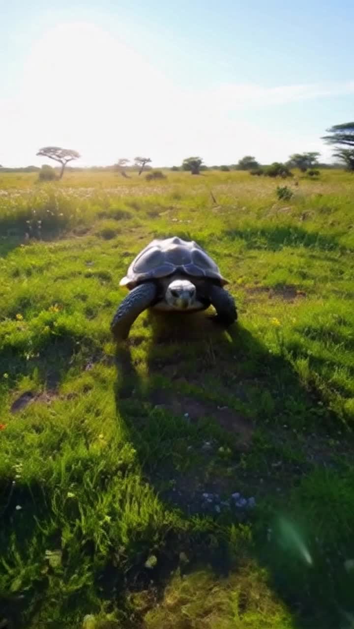 Resilient tortoise gleaming in golden sunlight unexpected sprint graceful determination Gazelles standing frozen wide-eyed doubts trembling alongside lush green savanna backdrop vibrant wildflowers dancing in gentle breeze finish line shimmering invitingly ahead victorious atmosphere electric with anticipation
