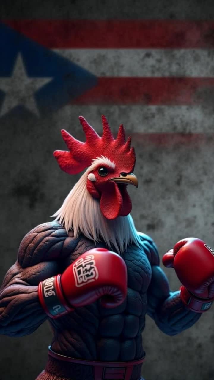 Rooster shadow boxing