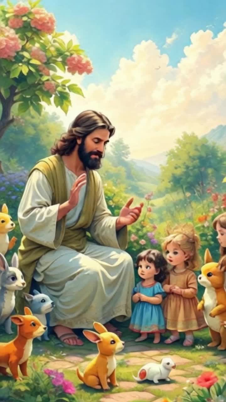 Jesucristo y los pekes y varios animales 