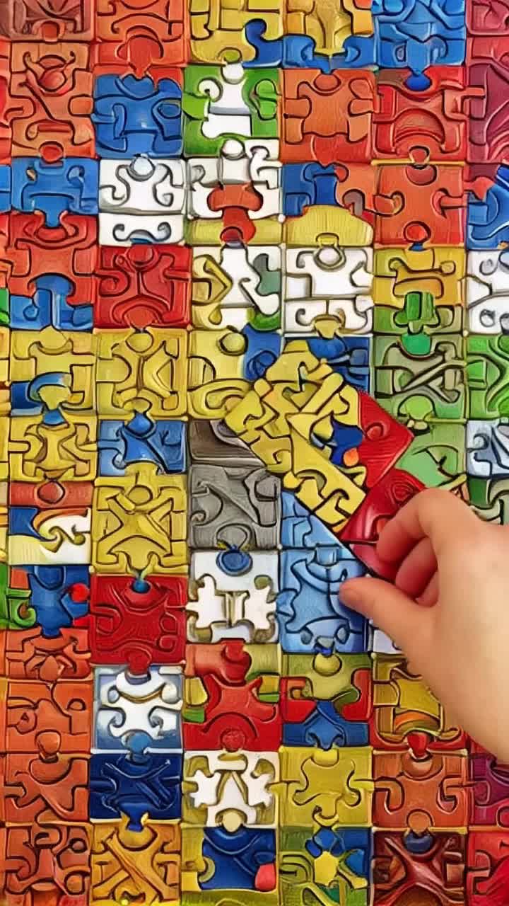 a jigsaw puzzle solving itself the art style is Capriccio