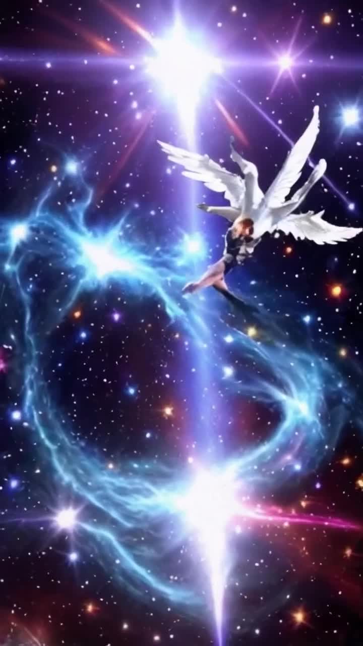 Vibrant warrior with spiky hair radiating energy from the 7th dimension engages in intense training with a celestial angel exuding divine light mastering ancient kung fu energy techniques wielding a shimmering high energy Kundalini sword Ethereal landscape filled with swirling galaxies and luminous auras surrounds them cascading waterfalls of light flowing through ancient stone temples adorned with vibrant symbols of power and wisdom