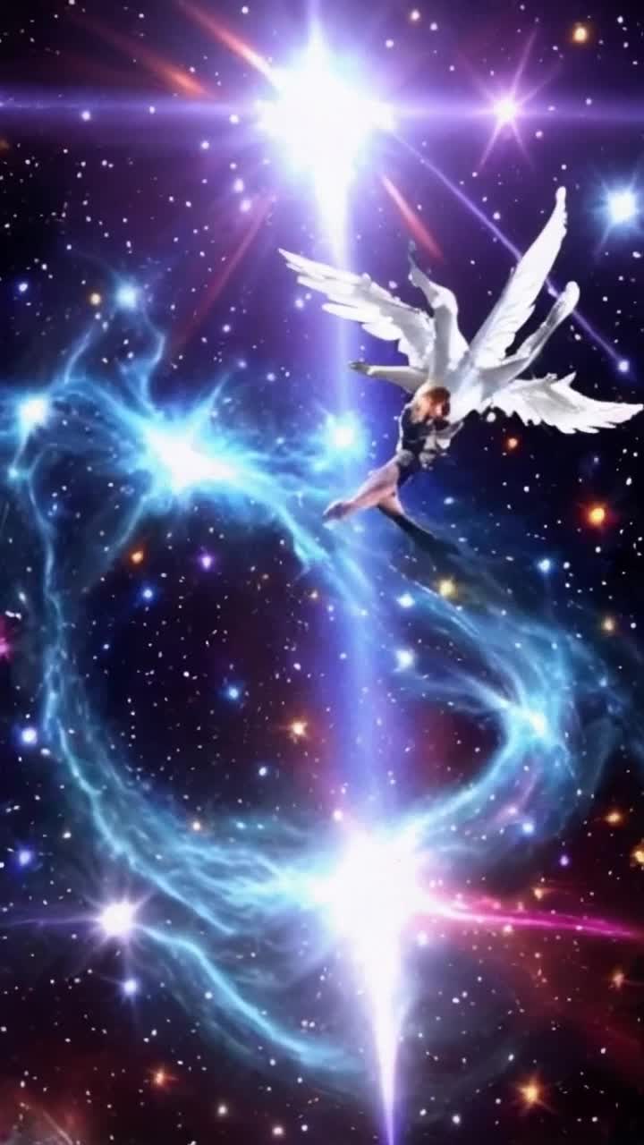 Vibrant warrior with spiky hair pulsating with energy from the 7th dimension trains rigorously alongside a majestic celestial angel radiating divine light. Warrior performs dynamic combat moves defying gravity while angel gracefully conducts aerial maneuvers illuminating the surroundings. Ethereal landscape filled with swirling galaxies shimmering stars and glowing nebulae serves as the backdrop creating a cosmic atmosphere. Vibrant colors blend harmoniously enhancing the energy of the scene while cascading light beams weave through the training session conjuring an otherworldly spectacle of strength and unity