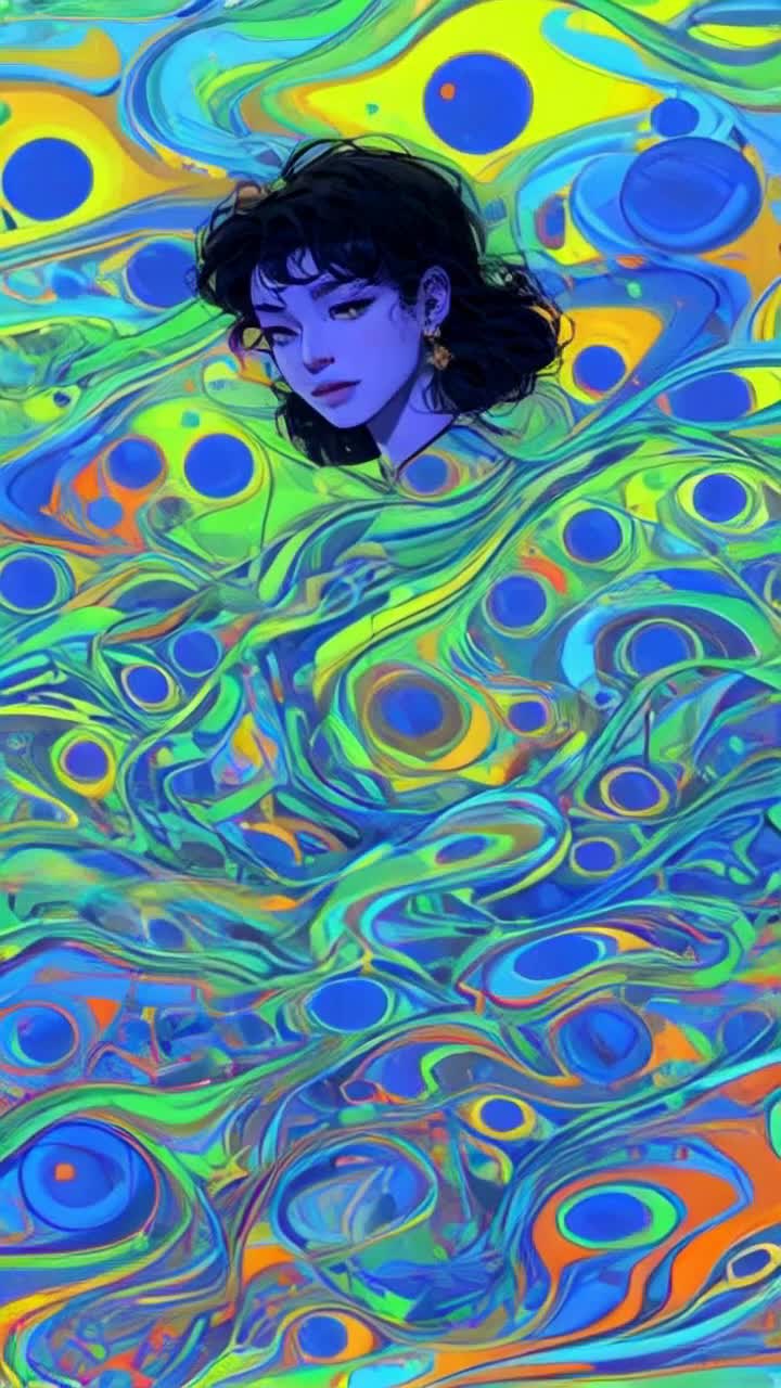 A graceful womans body gracefully materializes from a mesmerizing kaleidoscope of swirling colored oils shimmering with vibrant hues Embodying beauty she flows through the cosmos illuminating the surrounding void Patterns shift and dance reflecting her movements in a neverending tapestry of light and color Ethereal cosmic dust surrounds her creating an otherworldly atmosphere as she journeys through time and space Captivating observers mesmerized by the unfolding spectacle of creation witnessing the harmony between body spirit and the universe