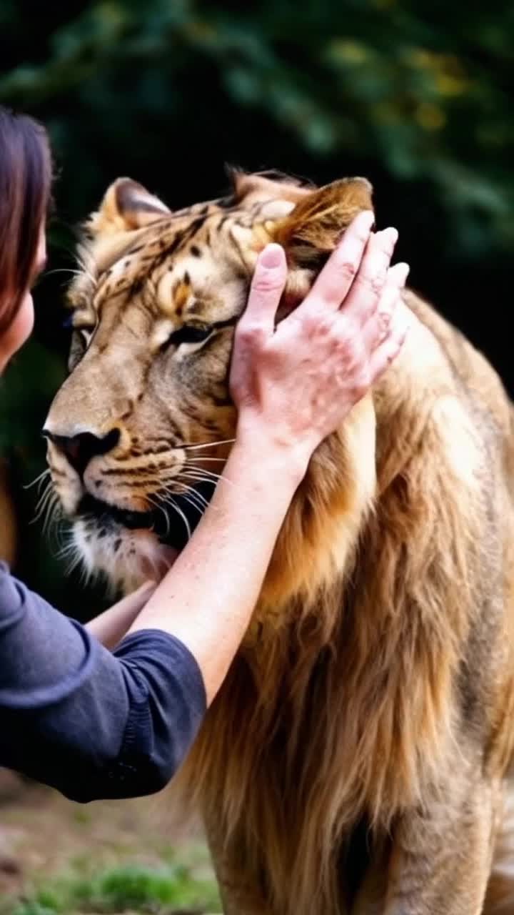 Beth Hart close up petting a lion