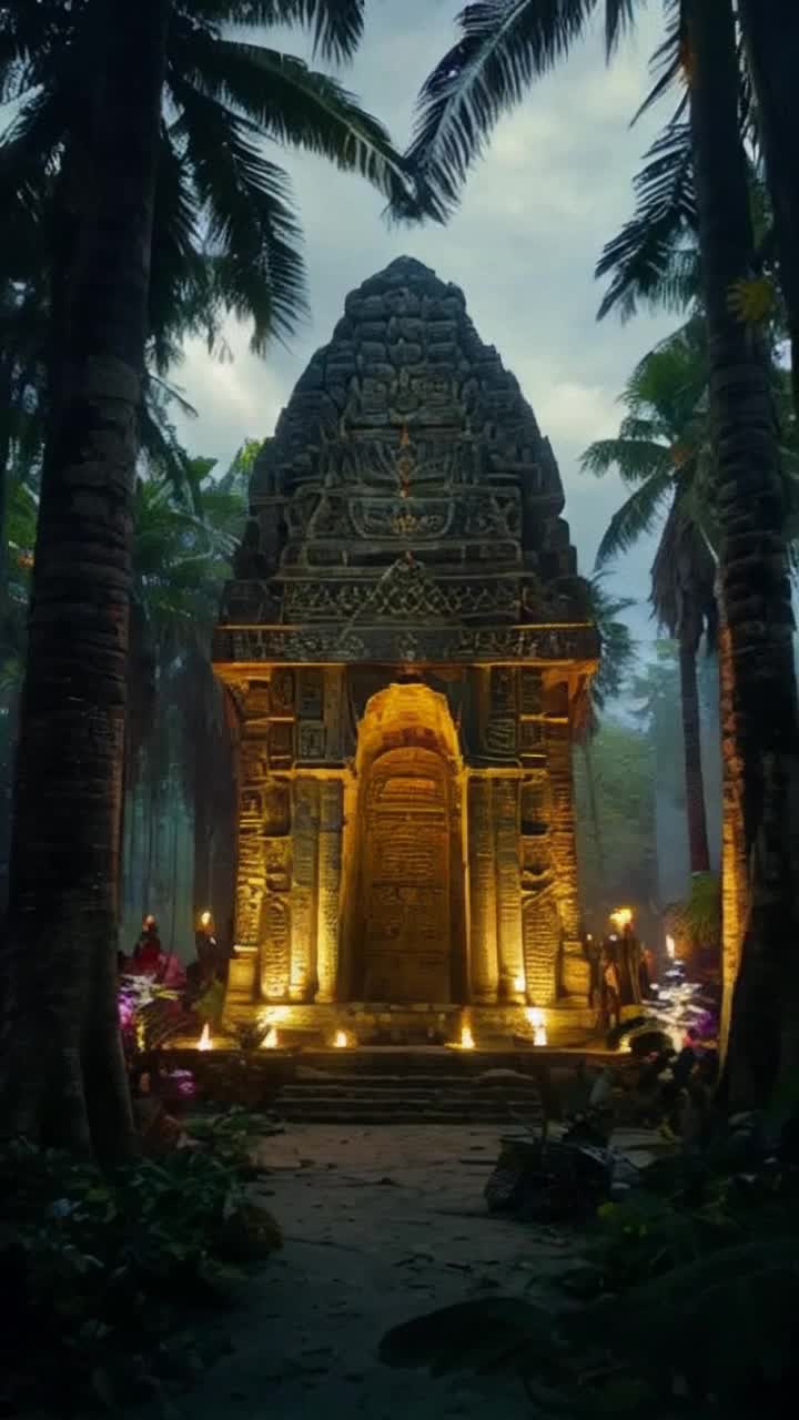 majestic ancient ark adorned with intricate carvings glimmers under soft golden light overflowing with mystery powerful raiders surrounding intent on uncovering sacred secrets heavy jungle foliage swaying with whispers of adventure distant sounds of chanting echo through the air ancient stone ruins peeking through tangled vines vibrant colors of exotic flowers brighten the lush surroundings as sunlight filters through towering trees