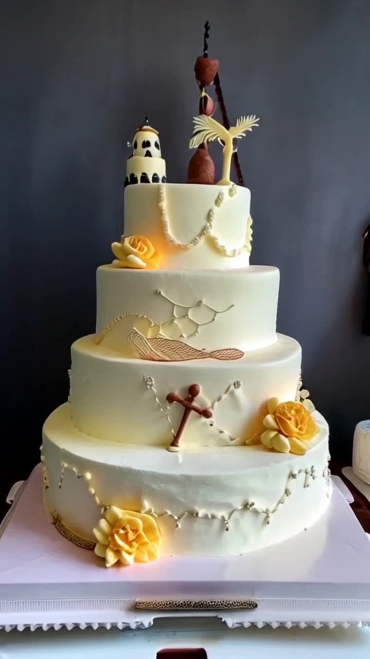 A fishing themed wedding cake