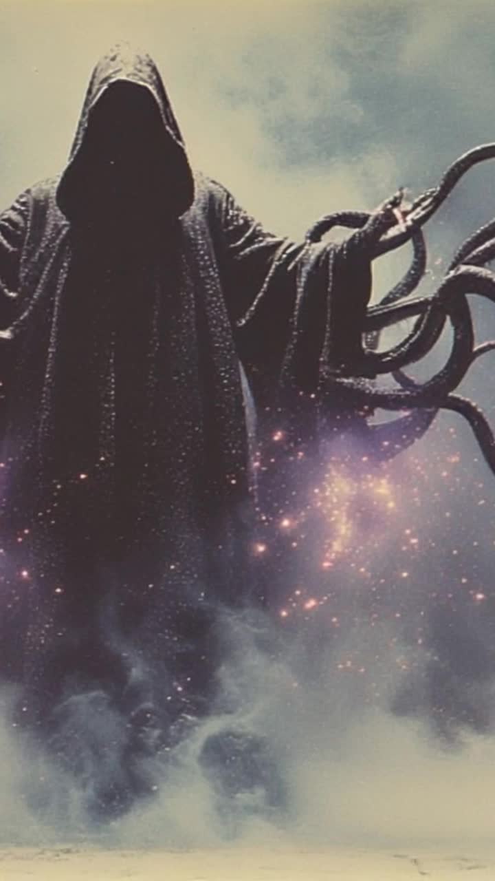 Tentacles moving slowly, fog flows ominously 