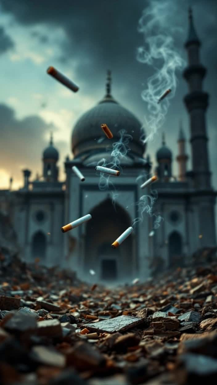A pack of Newports flies into mosque and knocks it down destroying the mosque