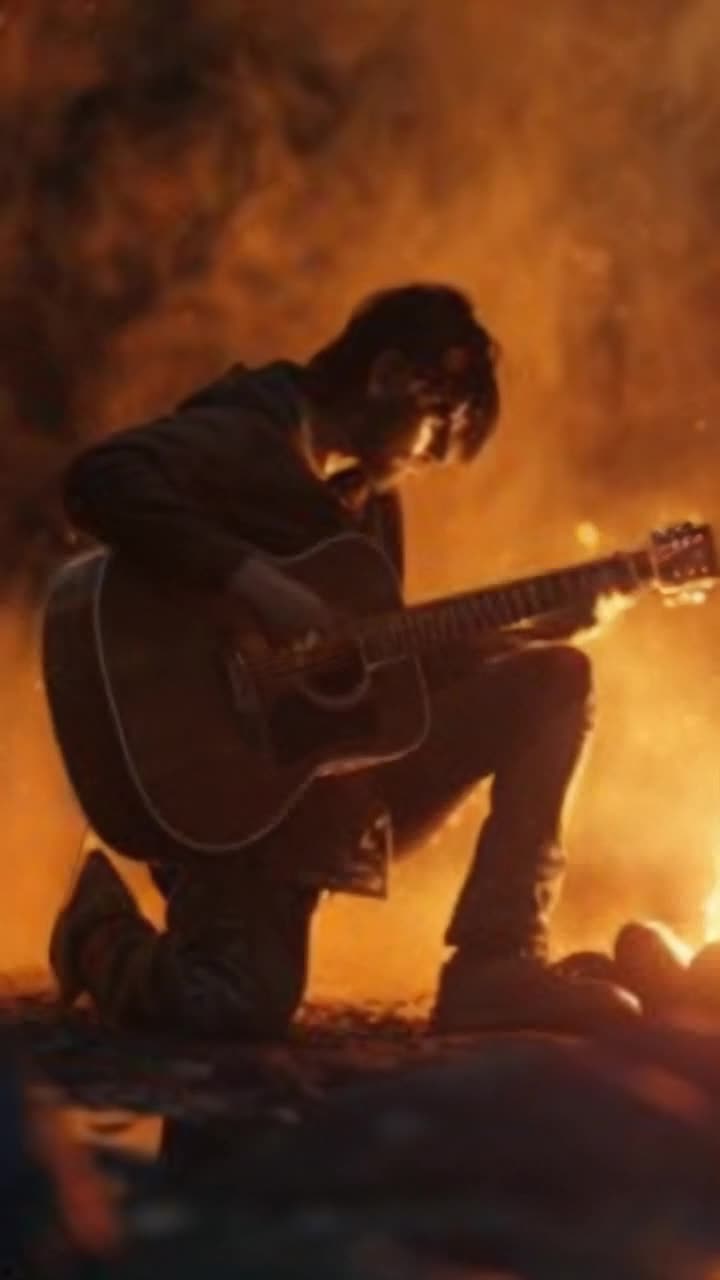 man playing guitar quickly