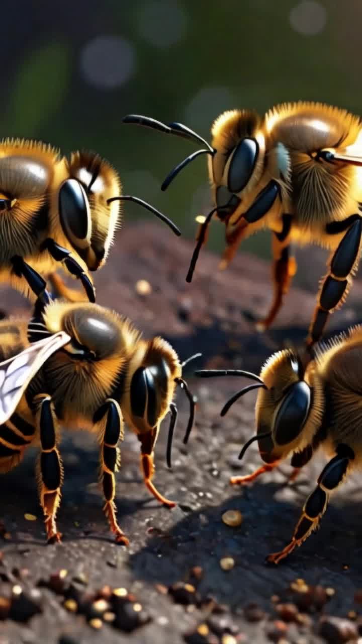Bees flying away
