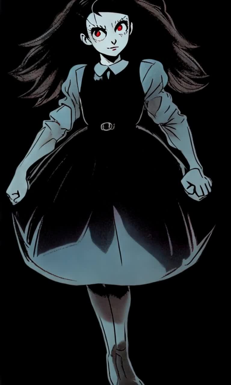 An evil witch succumbs to the darkness while floating in mid air, after deep betrayal by one of her coven, her will being blocked and and deflective by one of her friends against their foes fuels her with anger and rage as she speaks dark enchantments to the void,