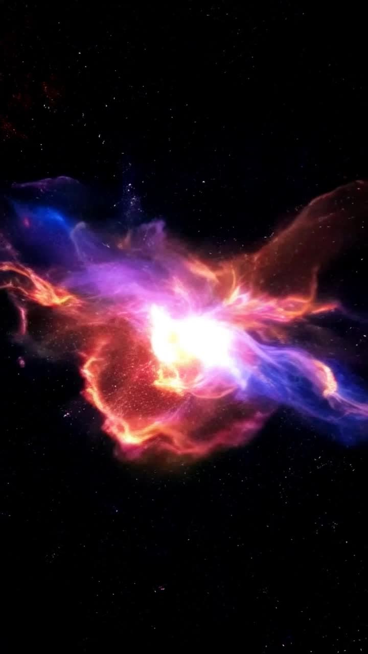 Vibrant multicolored nebula bursts into dazzling radiance Lighting up the cosmic expanse with swirling colors Pulsating energy waves ripple through dark starstudded void Ethereal gas clouds twist and dance like shimmering silk Shooting stars trace bright trails across the infinite sky Cosmic debris scatters in a spectacular display of beauty Intergalactic curiosity awakens as celestial bodies shimmer in awe Inspiring wonder in those who gaze upon this breathtaking explosion