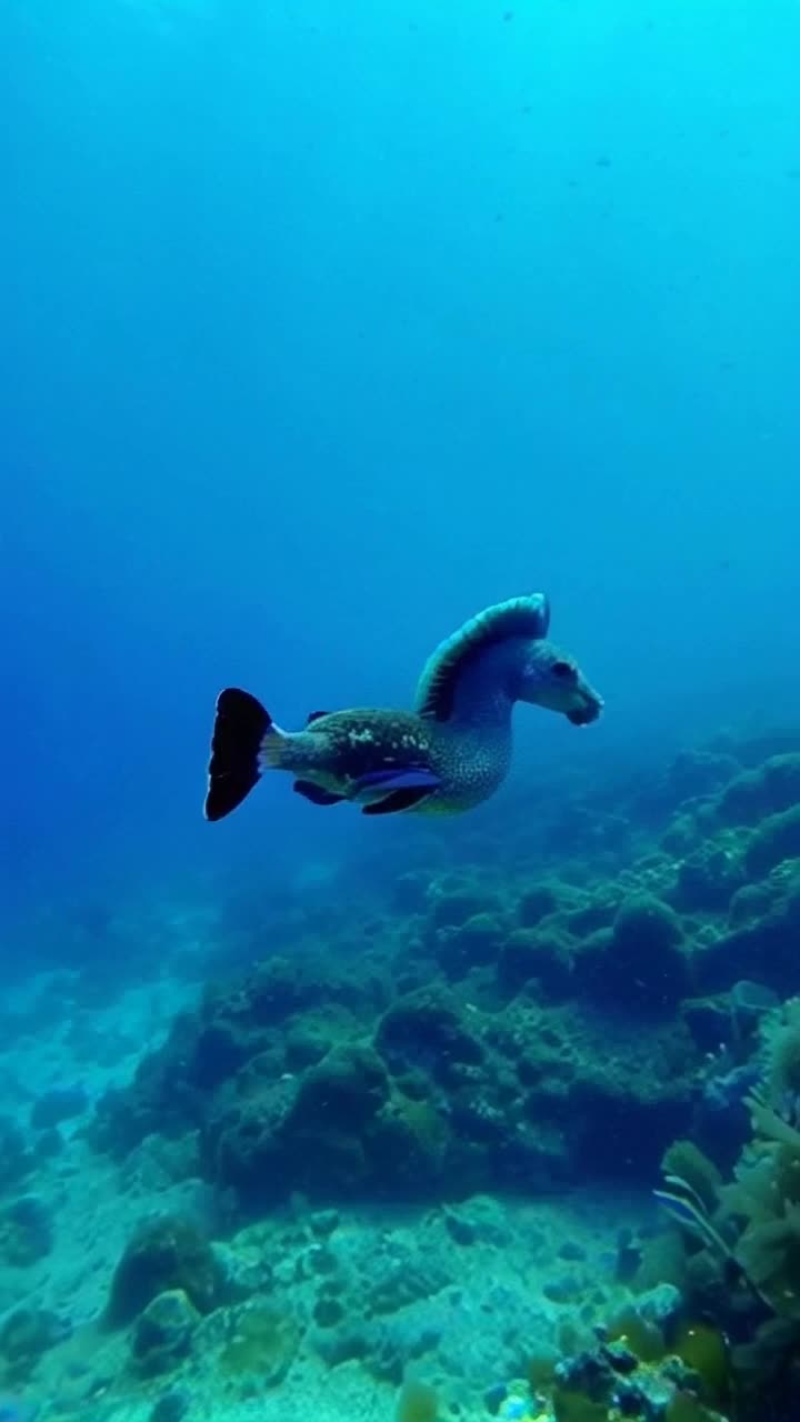 SEAHORSE DOING SEAHORSE THINGS IN THE OCEAN WHERE IT LIVES