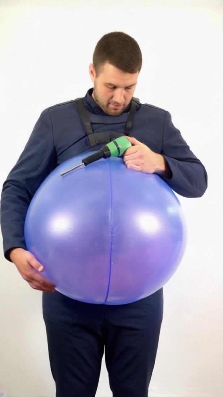 A man inflating the belly 