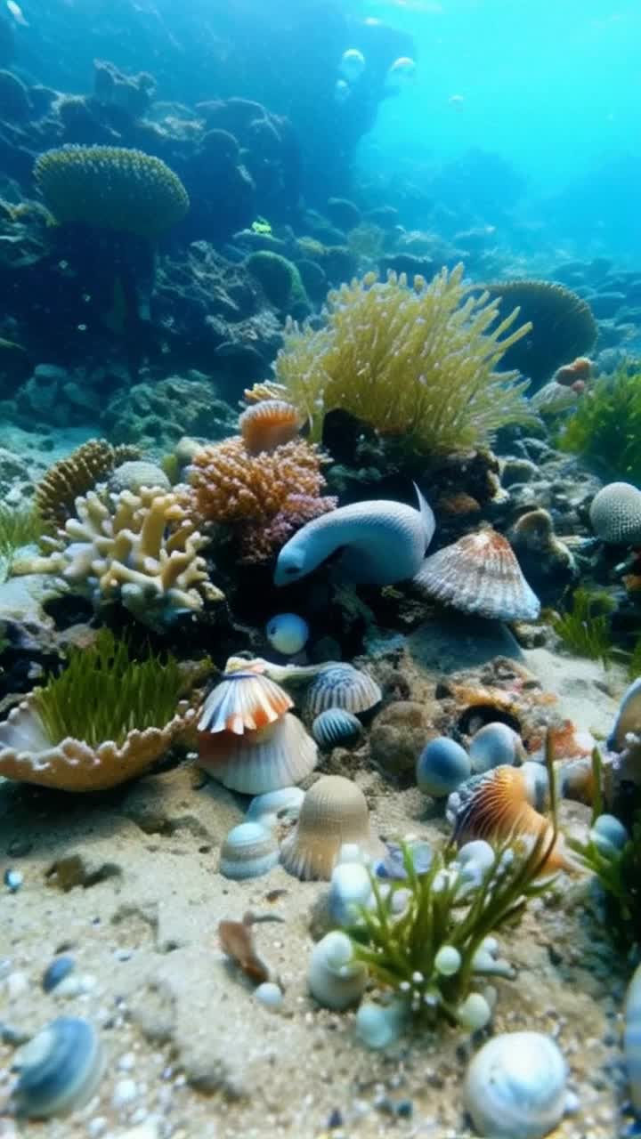 Animated seahorses swim playfully, hiding in coral and seaweeds, tapping at colorful shells on the sandy sea ground, gentle current sway of ocean grasses and bubbles Animated ANIMATED SEAHORSES PLAY IN CORAL AND SEAWEED, COLORFUL SHELLS, GENTLE CURRENT , SOME TINY BUBBLES, ANIMATED LIKE ANIME