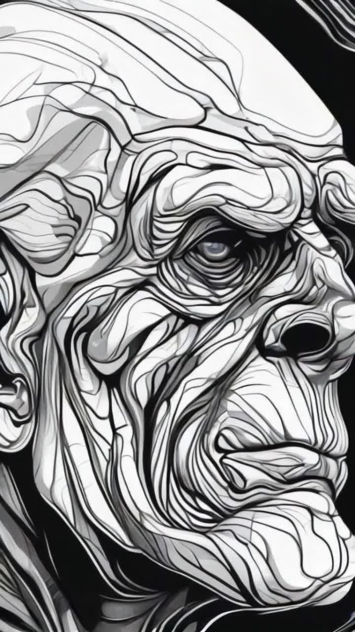 Severely wrinkled man blows a kiss