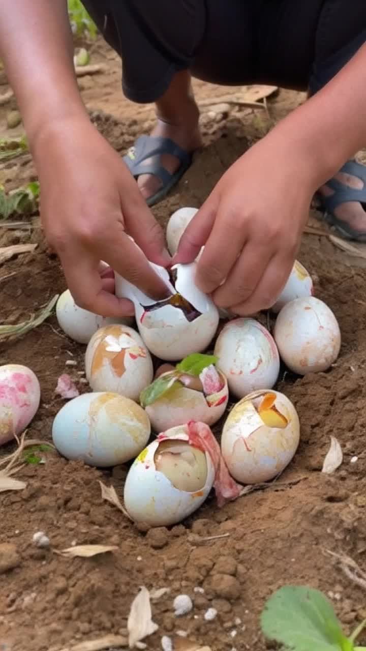 People egg hatching on a land