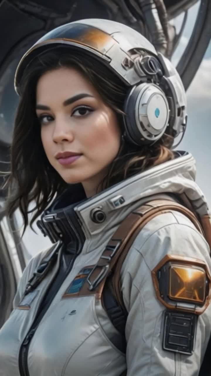 Graceful female helicopter pilot soaring through blue skies commanding aircraft with precision Sunlight glinting off polished rotor blades clouds drifting lazily below vibrant hues of sunset painting the horizon breathtaking views of sprawling landscapes unfolding beneath her cockpit window