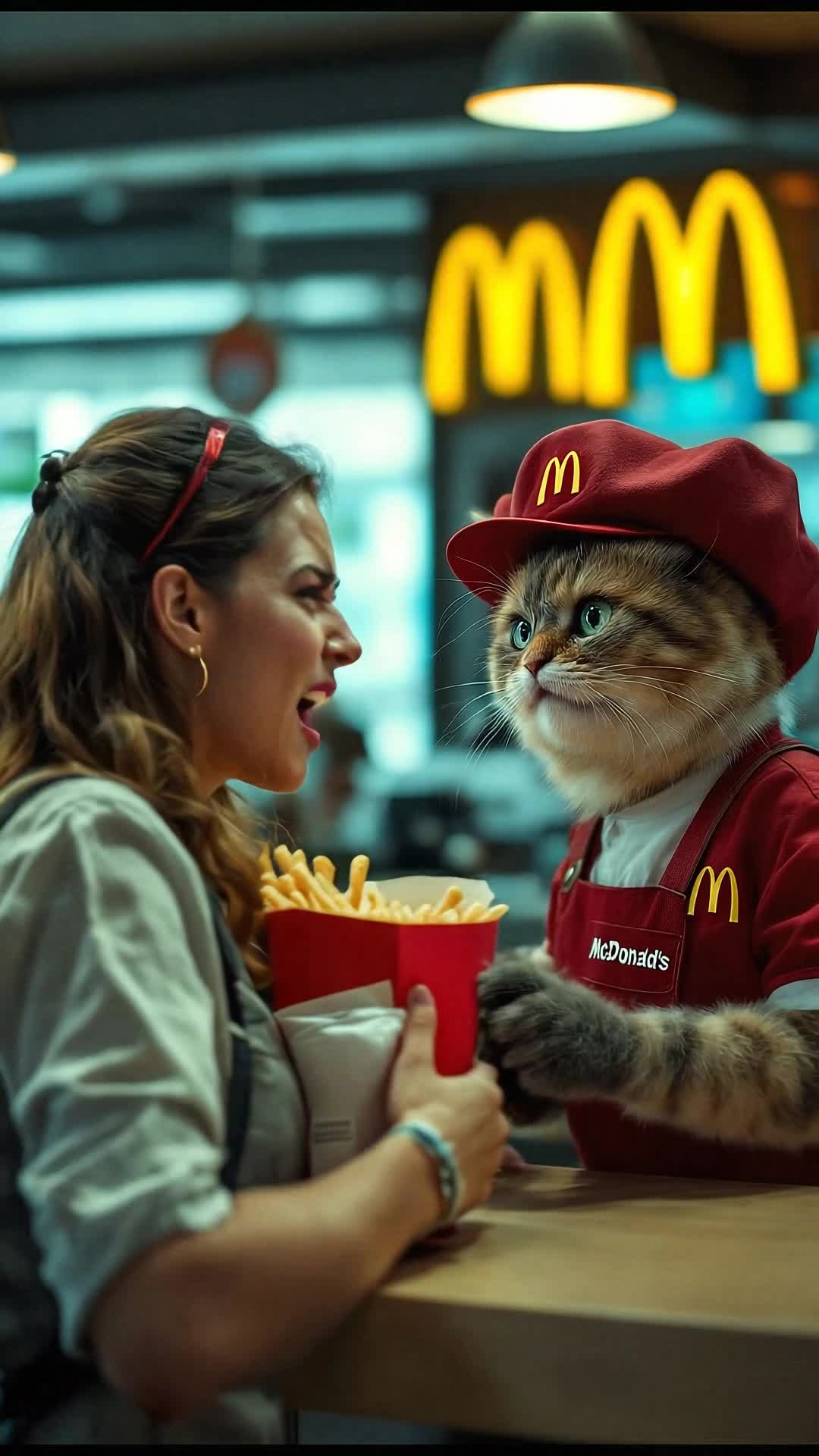 Lady swearing at a cat McDonalds employee that she didnt get her fries