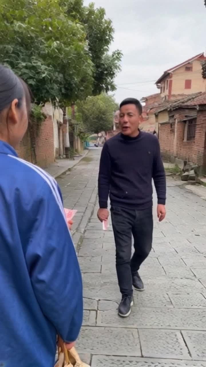 Karekter kakek sedang berjalan mencari cucunya untuk pulang kerumah dengan berkata pulang dicari sama nenek mu dikasiuang