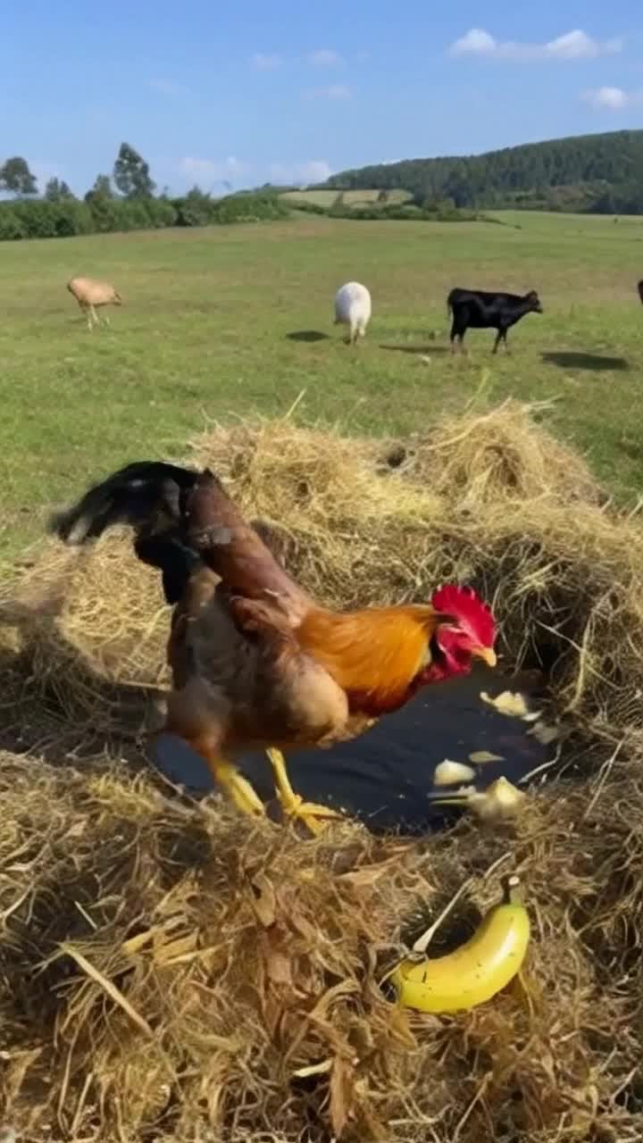 The Banana Chicken flapped its wings frantically in an attempt to cope with the viral TikTok dance, but ended up slipping in a puddle of banana peels Chicken Banana staggered to his feet, and a flurry of confused farm animals ran away in a merry panic The moment Chicken Banana regained his balance, he let out a victorious scream, then tripped over his own feet and fell face first into a haystack, turning the farm into a zone of epic laughter