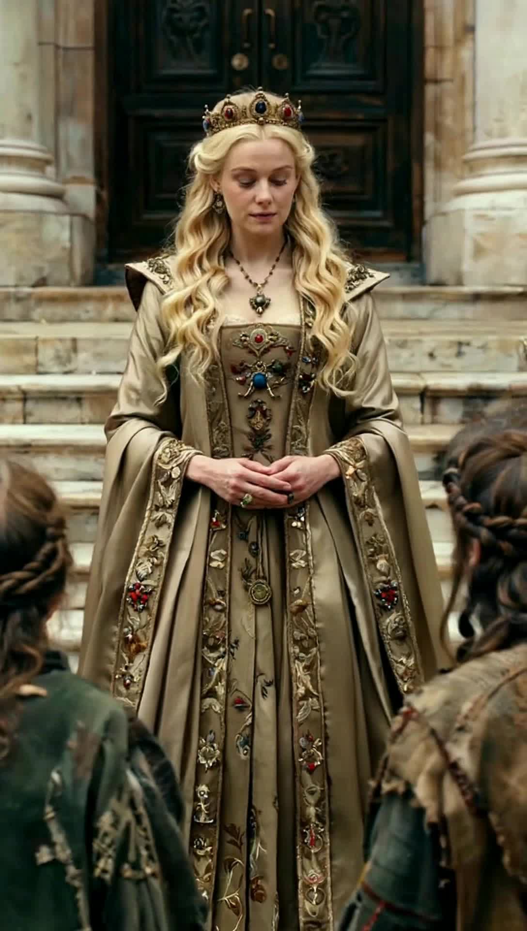 a beautiful caucasian queen adoring the attention shes getting from worshipping peasants