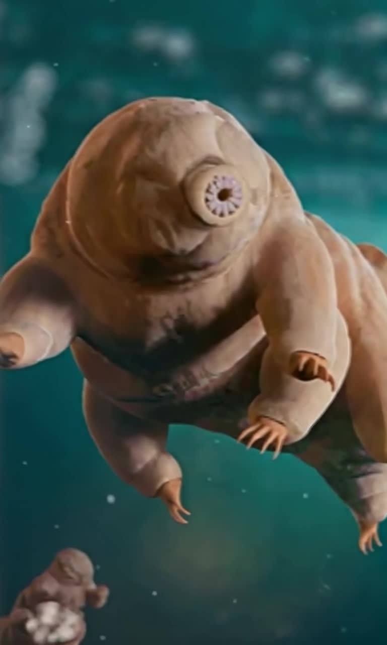 cute floating tardigrade