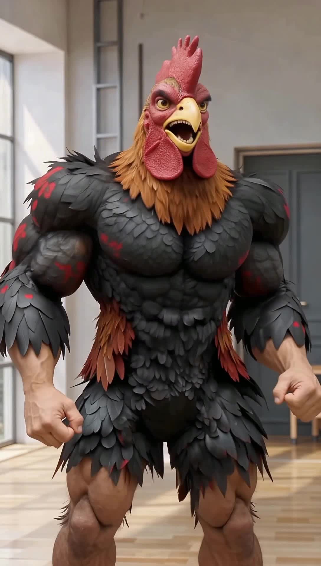 Boxer turns into a big strong peurto rican rooster throwing punches