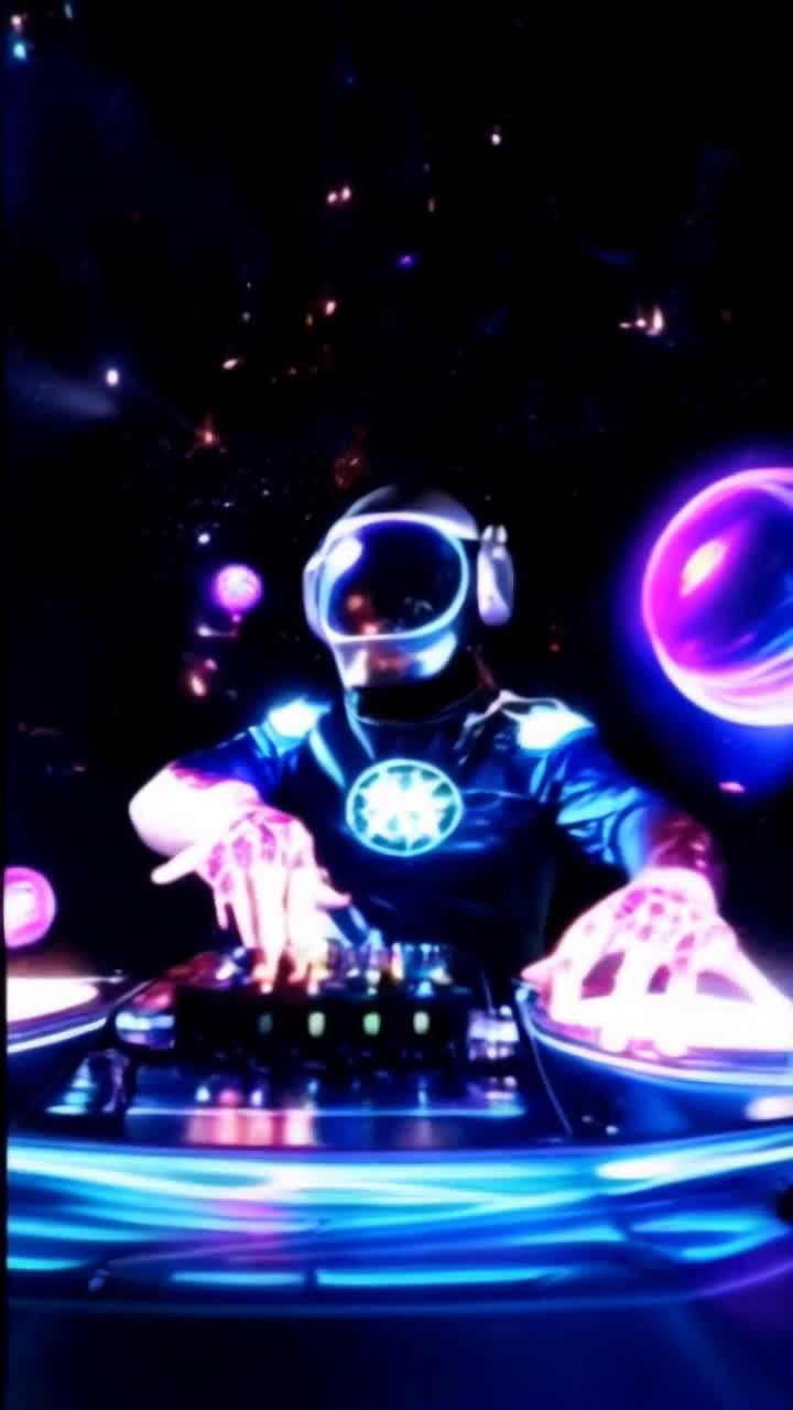 Mysterious extraterrestrial beings with shimmering skin vibrant colors pulsing energy fields gracefully float through a cosmic expanse Glowing nebulae and swirling galaxies create a celestial backdrop surreal landscapes of distant planets with glowing flora enhance the otherworldly atmosphere