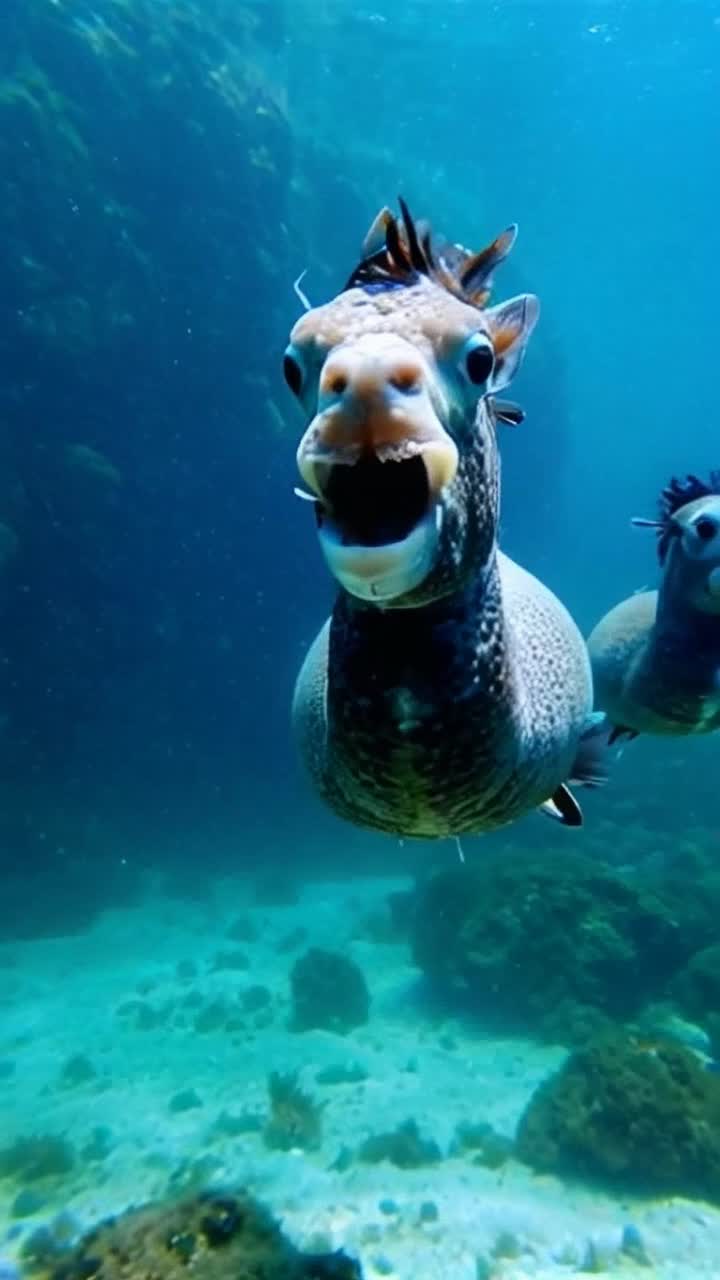 Sopping seahorses drooling for the camera 
